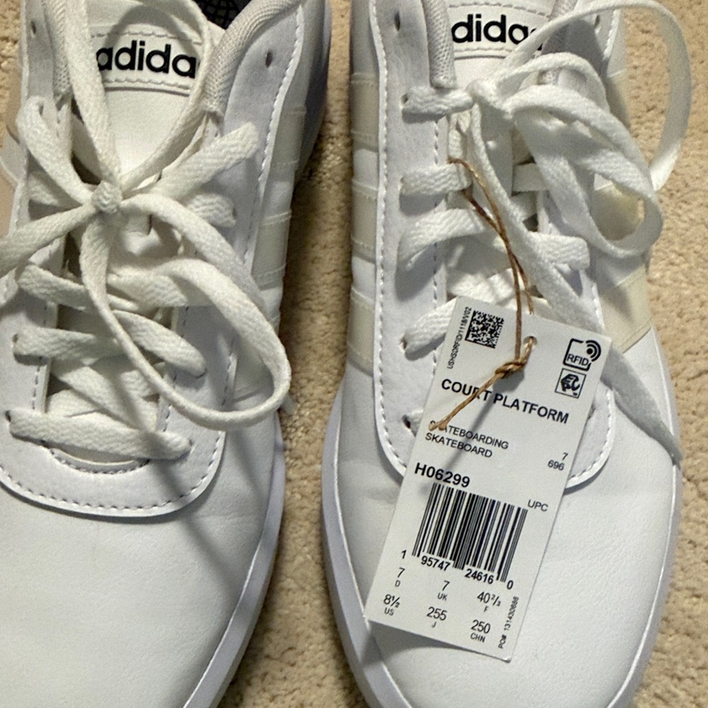 Limited Edition New with Tags Adidas Classic White Iridescent Platform Sneakers - Picture 4 of 5